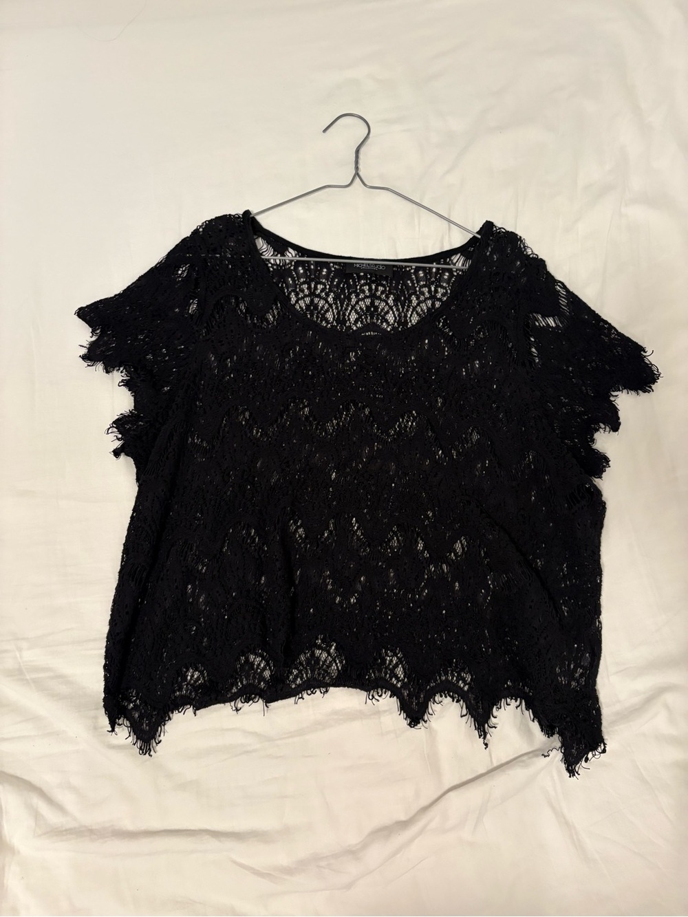 Black Crochet Lace Short Sleeve Top & Beach cover up